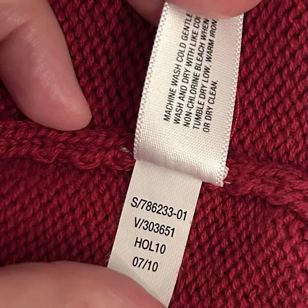 Baby Gap Red & White Striped Hooded Pom Pom Cable Knit Sweater Dress Girls 2T